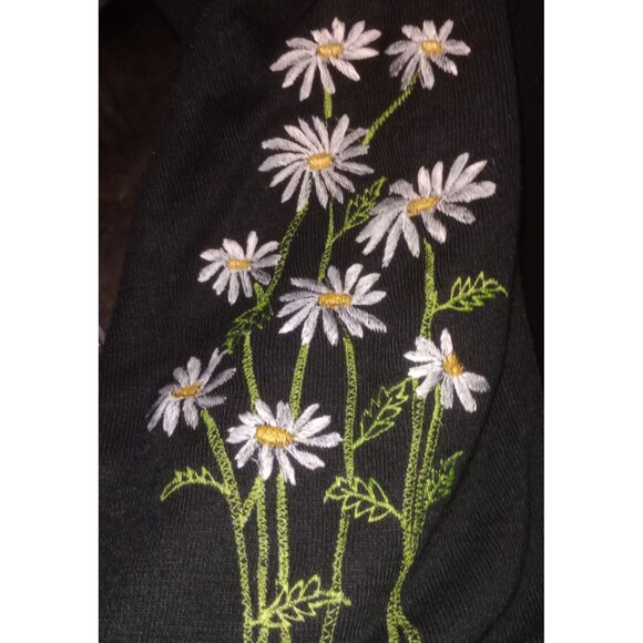 Vintage Cyn Les 1970's Daisy Sweater Shirlee Designs Women’s Sz XL Black - Picture 5 of 5